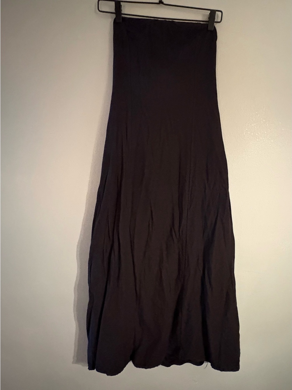 Japna Black Strapless Maxi Dress - Open Back Tie Flowing A-Line Silhouette
